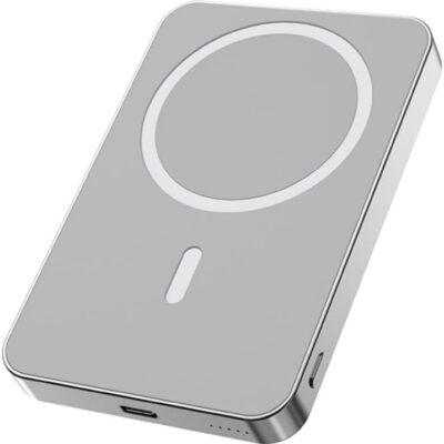 Ultra-Thin Magnetic Wireless Power Bank, 15W - Silver (USA Used)