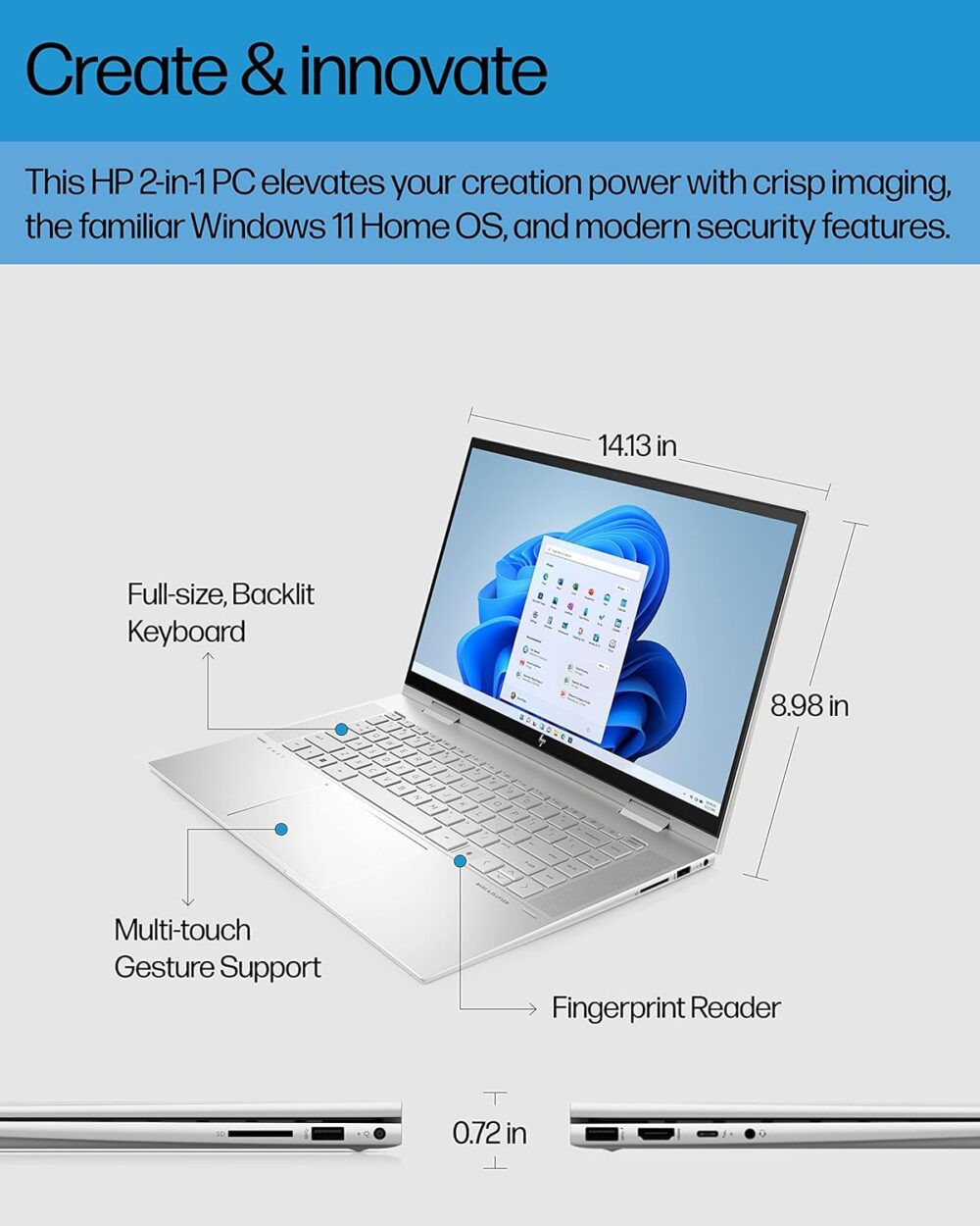 (UK Used) HP Envy x360 15 – Intel Core i5-1240P, 16GB RAM, 512GB SSD, 15.6" FHD Touchscreen