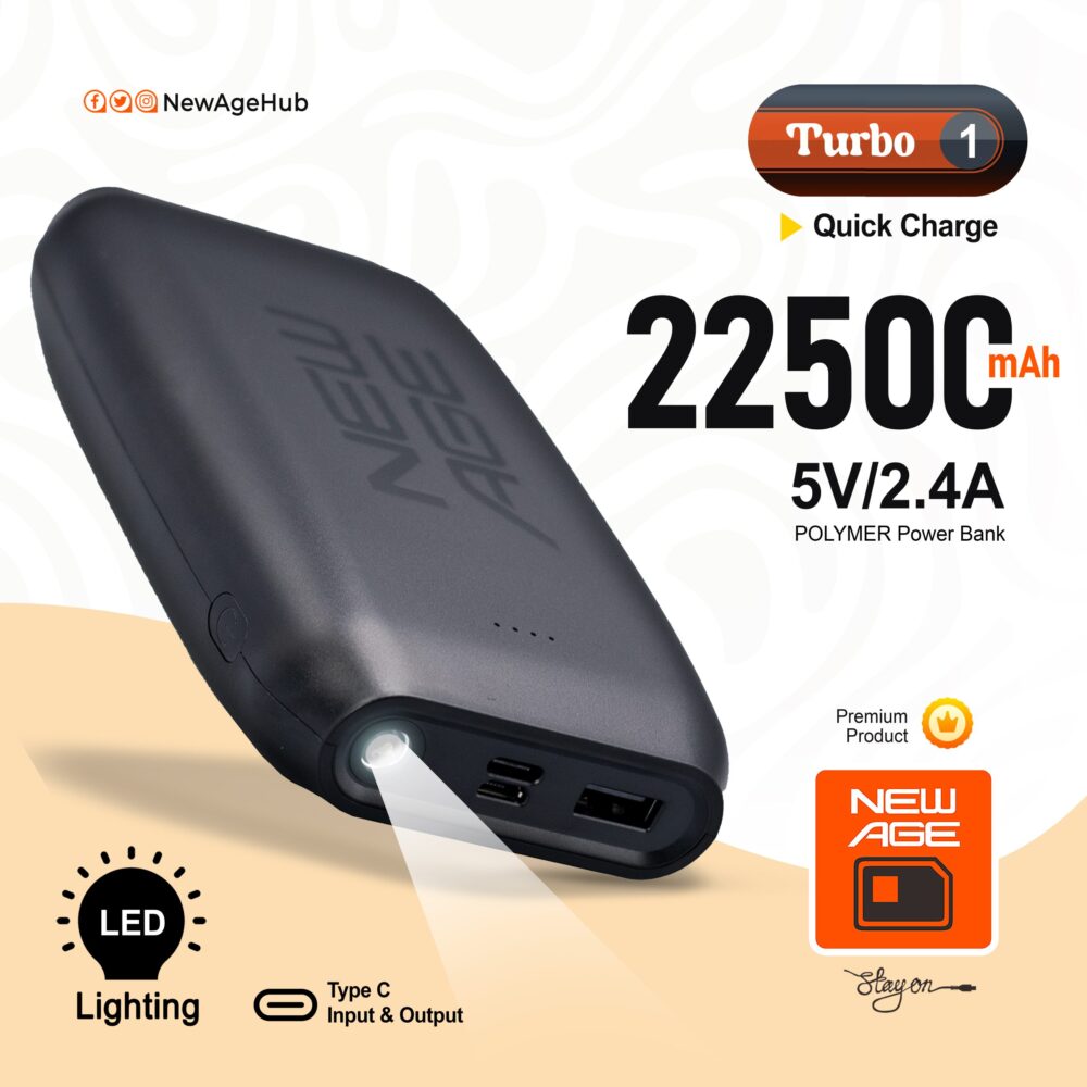 New Age Turbo 1 22500mAh Power Bank With Torch Light