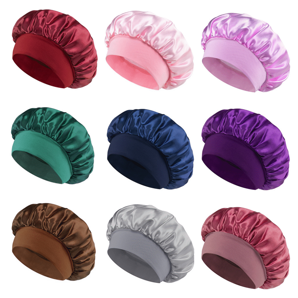 European and American Classic Satin Night Bonnet – Wide Brimmed Hair Bonnet for Women