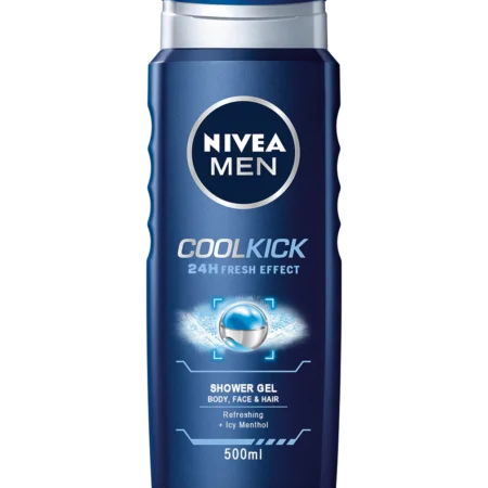 Nivea Men Cool Kick Shower Gel – 3-in-1 Body, Face & Hair Wash (500ml)