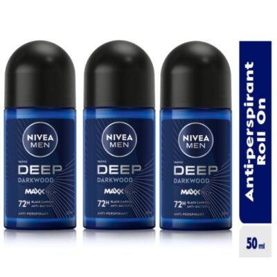 Nivea Men Deep Anti-Perspirant Roll-On (72h Protection) – 50ml (Pack of 3)