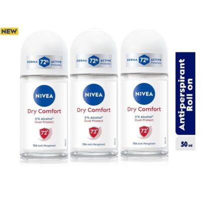 Nivea Dry Comfort Anti-Perspirant Roll-On – 50ml (Pack of 3)