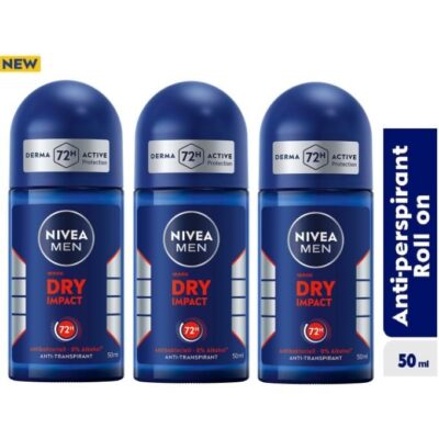 Nivea Men Dry Impact Roll-On (72h Protection) – 50ml (Pack of 3)