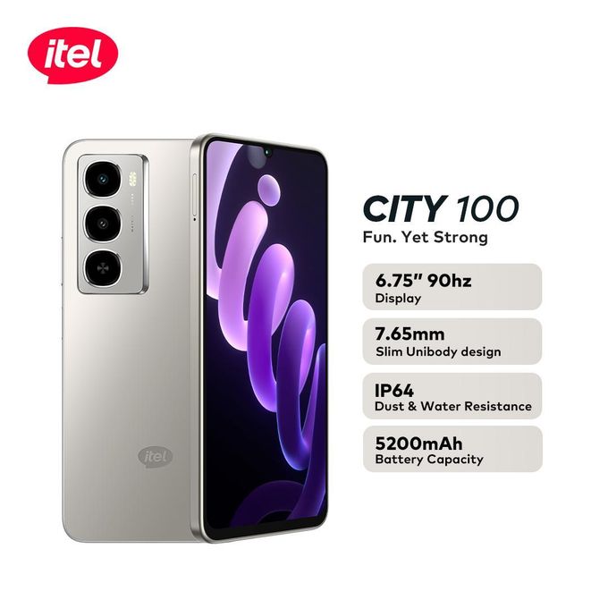 itel City 100 – 7.65mm Ultra-Slim Design (128GB ROM, 4GB+4GB RAM)