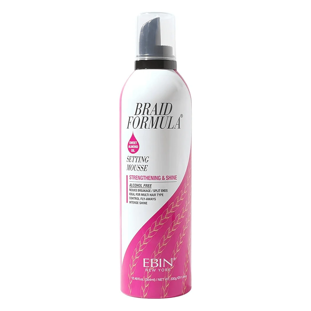 EBIN New York Braid Formula Strengthening & Shine Setting Mousse (Sweet Almond Oil) 354ml